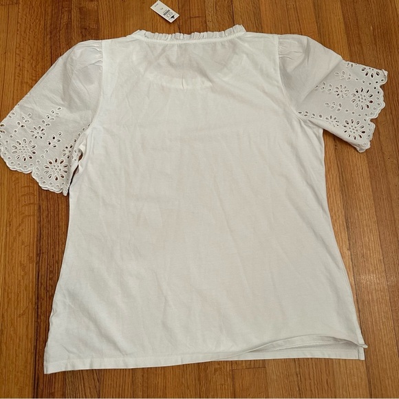 Talbots White Tee with Eyelet Sleeves - Petite Large New (v) - Picture 3 of 8